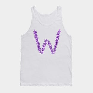 Lavender Letter W Hand Drawn in Watercolor and Ink Tank Top